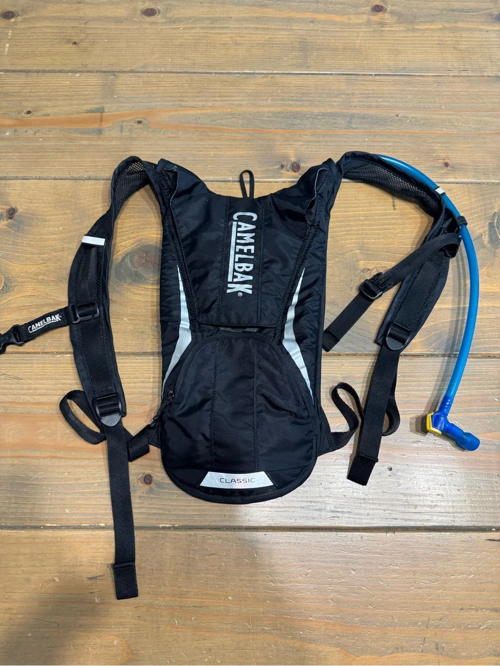 CamelBak Classic Hydration Pack — Black with Blue Tube